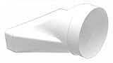 Lüftungsübergang gerade 125 mm Ø auf 55 x 220 mm Flachkanal Rohrverbinder PVC - Rundes Rohr auf quadratisches Flachrohr Weißes Abluftsystemelement