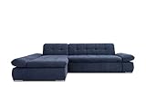 DOMO Collection Ecksofa Moric / Eckcouch mit Bett / Sofa mit Schlaffunktion in L-Form Couch mit Armlehnfunktion/ 300x172x80 cm / Schlafsofa in dunkel blau