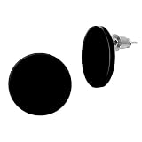 Soul-Cats kleine runde Ohrstecker Vintage Retro Scheibe Kreis Ohrringe, in der Farbe: Schw