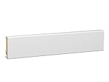 KGM Sockelleiste Modern – Weiß folierte Fußbodenleiste aus Fichte Massivholz – Maße: 2400 x 16 x 58 mm – 1 Stück