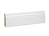 KGM Hamburger Sockelleiste Altberliner Profil – Weiß folierte MDF Fußbodenleiste – Maße: 2400 x 19 x 80 mm – 1 Stück