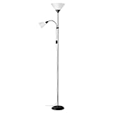 Brilliant Spari Deckenfluter mit Leselampe schwarz, weiß – LED Stehlampe – 1,8 m Standleuchte – für LED-Leuchtmittel geeignet (E27 & E14 Fassung) – mit verstellbarem L