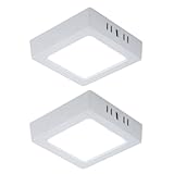 V-TAC LED Deckenleuchte Wohnzimmerleuchte Flurlampe Aufbau-Panel quadratisch Küchenleuchte, Kunststoff weiß, 6W 660lm 6500K kaltweiß, L 12 cm, 2er Set