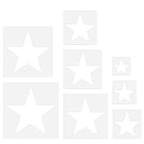 KINBOM 8 Stück Sterne Schablone zum Malen, Weiß Stern Schablone Wand in Verschiedenen Größen Wiederverwendbar Kunststoff Schablonen Stern Schablonen zum Malen auf Holz Stoff Papier Wand (8 Größen)