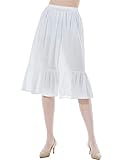 BEAUTELICATE Unterrock Damen 100% Baumwolle Lang Antistatisch Petticoat Halbrock Unterkleid für Kleid mit Rüschen (Weiß - 65cm, M)