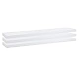 eSituro Wandregal, schwebendes weißes Regale für Wandmontage, 3er-Set Schweberegal Hängeregal Wandbrett im Wohnzimmer Schlafzimmer Küche Badezimmer, 120x3,8x22,9 cm