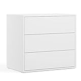 Kommode mit 3 Schubladen - Mehrzweckschrank Sideboard für Kinderzimmer, Wohnzimmer, Schlafzimmer - Push-to-Open - 18-mm-Möbelplatte, 80x50x72 cm, weiß