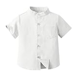 CSWH gutschein Amazon digital Kinder Hemden für Jungen Einfarbiges Kurzarm Sommer Freizeit Hemden Trachtenhemd Kinderhemden Leinen Hemd
