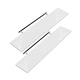 Casaria® 2X Wandregal Holz Weiß Hängeregal mit Halterung 15kg Tragkraft Küche Wohnzimmer Schweberegal Bücherregal Regalbrett Schwebend Hochglanz 50