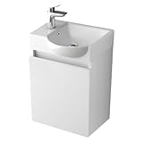 Alpenberger Waschbeckenunterschrank Klein Gäste WC | Waschbecken mit Unterschrank 45 cm Breit | Schmaler Schrank Weiß | Badmöbel für Kleine Bäder