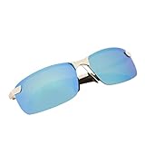 YUKANG Fahrradbrille Polarisierte Sonnenbrille UV400 Radbrille Herren Halbrand Sportbrille Damen Fahrerbrille winddicht mit auffälliger Verspiegelung (Blau)
