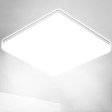 30W LED Deckenlampe 3000 Lumen,Square Deckenlampe LED Deckenleuchte 6500K Kaltesweiß,IP56 Wasserdicht Badlampe,für Badezimmer, Wohnzimmer, Balkon, Flur Küche Ø25×25cm