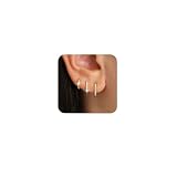ZHESHY Gold Ohrringe Set Damen 3 Paar 14K Vergoldete Silber 925 Klein Creolen Ohrstecker Hängend Ohrringe mit Zirkonia Wasserfest Hypoallergen Goldene Stecker Mehrere Piercings Schmuck für F
