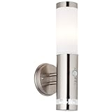 Lightbox stehende Wandlampe - Spritzwassergeschützte Wandleuchte für den Außenbereich mit Dämmerungsschalter für LED-Kranz und einstellbaren Bewegungsmelder - Metall/Kunststoff Edelstahl - 38x15cm