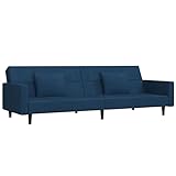 KOIECETA Schlafsofa 2-Sitzer Sofa Couch mit Schlaffunktion Sofabett Gästebett mit 2 Kissen Schlafcouch Bettsofa Wohnzimmer Modern Samt (Blau)