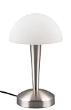 Reality Leuchten Tischleuchte Canaria R59561107, Metall Nickel matt, Glas Weiß gewischt, inkl. 4.9 Watt LED E14, On/Off T