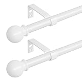 2er Pack Weiß Gardinenstange 300 cm lang, 16mm Durchmesser Gardinenstange Wandmontage mit Kugelendstück. Gardinenstange Weiss Matt, Spleißen Verstellb