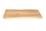 SAM Tischplatte 80x40 cm Louisa, Holzplatte Akazienholz massiv + naturfarben + lackiert, Baumkanten-Platte für Heimwerker, Arbeitsplatten, Tische & Fensterbretter, FSC® 100% Zertifiziert