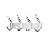 MEIJO Garderobenhaken Edelstahl, Hakenleiste Kleiderhaken Wand mit 4 Haken, Garderobe Garderobenleiste Wandgarderobe für Schlafzimmer Bad Küche (Silber, 4 Haken)