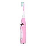 Shanrya USB-aufladende elektrische Zahnbürste, elektrische Kinderzahnbürste Cartoon-Form Sonic Soft für Alter über 4 Jahre(Kleiner rosa Hund S4)
