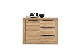 möbelando Kommode Greta in Eiche Dekor, Eiche teilmassiv - 108x80x40cm (BxHxT)