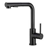 WOOHSE Küchenarmatur mit Brause Ausziehbar, Hochdruck Wasserhahn Küche Schwarz 360° Drehung, Spültischarmatur mit Brause zwei Wasserstrahlarten, Küchenwasserhahn aus Edelstahl 304, Mischbatterie Kü