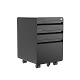 Flexispot CB2B Rollcontainer, inkl. 3 Schübe, grundsolide Verarbeitung, optimal für Schreibtisch, Büromöbel, Aktenschränke, Büro-Rollcontainer, Bürocontainer mit Schubladen für A4 (Black)
