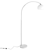 CCLIFE LED E27 Bogenlampe höhenverstellbar Marmorfuß weiß orange Stehlampe Stehleuchte Standleuchte Bogenleuchte Bogenstandleuchte, Farbe:Weiss, höhenverstellbar 145-220