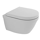 Alpenberger WC Zeitloses Design mit Antibakterieller Oberfläche I Offener Spülrand I Toilette wandhängend I WC-Sitz mit Absenkautomatik Badezimmer