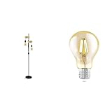 EGLO Stehlampe Townshend, 2 flammige Vintage Stehleuchte im Industrial Design+ E27 Lampe, Amber Vintage Glühbirne, LED Lampe für Retro Beleuchtung