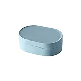 Seifenschale, ovaler Badezimmer-Seifenhalter mit Abdeckung, tragbare Seifenkiste, wasserdicht, für die Arbeitsplatte, Seifenschale, Badezimmer-Gadgets (blau A)