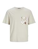 JACK & JONES Herren Jormarbella Pocket Tee Ss Crew Neck T-Shirt, Moonbeam, M