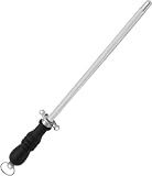 BEWOS 26cm Wetzstahl, Profi Wetzstahl für Messer, Messerschärfer Wetzstahl, Messerstahl, Geeignet für alle Messer, Premium Wetzstahl, Ergonomisch Geformter, Kunststoffgriff mit Aufhäng