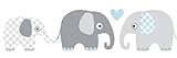 lovely label Bordüre selbstklebend ELEFANT GRAU BLAU - Wandbordüre Kinderzimmer Babyzimmer mit Elefanten - Wandtattoo Schlafzimmer Junge – Wanddeko Baby Kinder