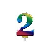 Geburtstagskerzen Regenbogen Zahlenkerze, Mehrfarbig Tortenkerzen Kuchen-Dekoration für Geburtstag, Party, Hochzeit Jahrestag - Nummer 2