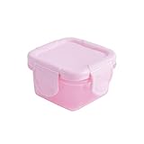 2022 Mini-Lebensmittelbehälter aus Kunststoff mit Deckel, kleine luftdichte Behälter, quadratische Schulessenbehälter für Kinder, Restebehälter Zwiebeltopf Keramik (Pink, One Size)
