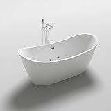 HOME DELUXE - freistehende Badewanne mit Whirlpoolfunktion - OVALO PLUS - Maße 180 x 90 x 72 cm - inkl. komplettem Zubehör I Whirlwanne, Whirlpool für 2 Personen