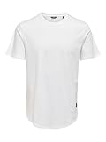 Herren O&S Rundhals T-Shirt | Langes Kurzarm Shirt ONSMATT | Einfarbig Stretch Basic Baumwolle, Farben:Weiß, Größe:L