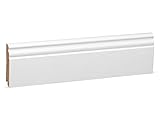 KGM Hamburger Sockelleiste Altberliner Profil – Weiß lackierte Fußbodenleiste aus Kiefer Massivholz RAL 9016 – Maße: 2400 x 18 x 80 mm – 1 Stück