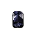 HISDERN Herren Krawatte Taschentuch Check Krawatte & Einstecktuch Set Navy blau