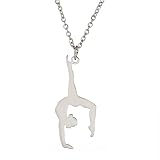Amaxer Gymnastik-Halskette für Mädchen Cheerleader Cheerleading Eiskunstlauf Edelstahl Gymnastikschmuck Geschenke Anhänger Halskette für Turnerin Frauen Mädchen (Gymnastik-Styling 7)
