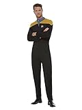 Luxuspiraten - Herren Star Trek-Uniform Sicherheit / Technik, Raumschiff Voyager mit Overall, Delta-Abzeichen und Rangabzeichen, S, Schwarz