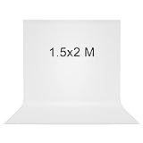 Vevelux Fotografie-Hintergrund 1.5 * 2 M, Foto Hintergrund aus 100% Polyester, Weiß Screen für Fotostudio, Video und Fernsehen