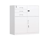 Vertikaler Aktenschrank aus Metall für Home Office mit abschließbarer Aufbewahrung, verstellbarer Trennwand und Werkzeugschrank, 83 cm, Aktenschrank (schwarz)
