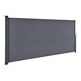 Juskys Seitenmarkise Dubai 500 x 180 cm ausziehbar Blickdicht, Sichtschutz für Balkon & Terrasse, Seitenrollo Wandhalterung