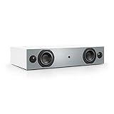 Nubert nuBox AS-225 Soundbar Testsieger | weiße Soundplate mit grauer Front | für Streaming | TV-Lautsprecher mit Bluetooth aptX | Soundbase mit 2 Wege Technik | vollaktive Stereobase für Spitzenklang