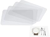Thstheaven Transparente Tischsets, durchscheinendes Kunststoff-Tischset für den Esstisch, hält Tisch oder Schreibtischtuch sauber, waschbar, hitzebeständig, rutschfest, 4 Stück