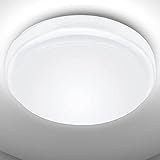 LE Deckenlampe 24W, LED Deckenleuchte IP54 Wasserfest, 6000K 2200LM Badezimmer Lampe, Rund Badlampe Decke, ideal für Bad Schlafzimmer Flur Küche Wohnzimmer Balkon, Kaltweiß, Ø26.5cm