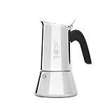 Bialetti - New Venus Induction, Edelstahl Herd Espresso-Kaffeemaschine, Geeignet für Alle Herdarten, 10 Tassen (460ml), Aluminium, Silb