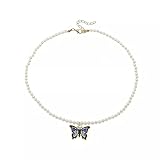 Perle Schmetterling Anhänger Halsketten für Frauen Mode Gothic Hochzeiten Schmuck Party Geschenke